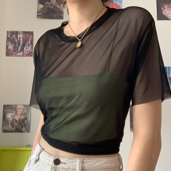 silence + noise Tops - Oversized Transparent Black UO shirt